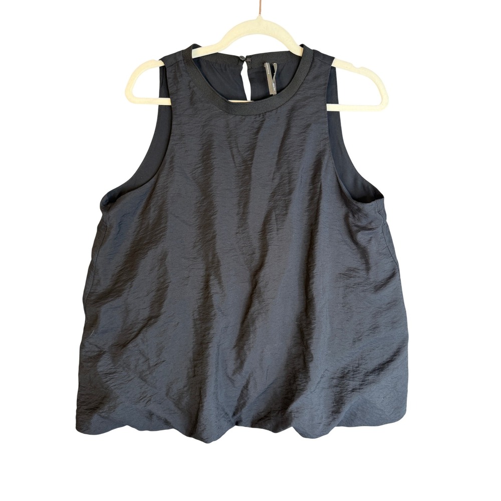 Anthropologie Black Bubble Hem Sleeveless Blouse Womens M Textured NWT $108